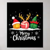 Poster Volleyball Reindeer Père Noël Elf Joyeux Noël Noël (Devant)