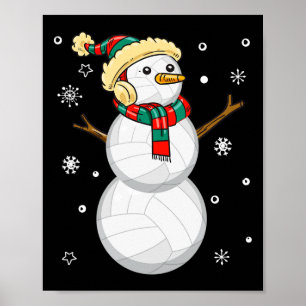 Poster Volleyball Snowman cadeau de Noël Tee Noël Snowmie