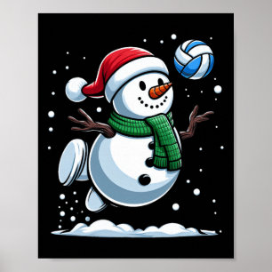Poster Volleyball Snowman Santa Hat Noël Noël Noël Noël G