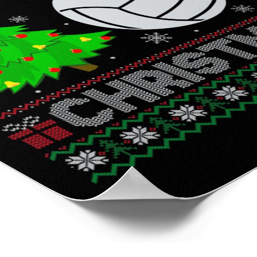 Poster Volleyball Xmas Arbre Éclairage de Noël moche sueu (Coin)