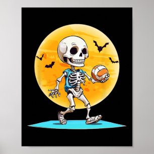 Poster Volleyll squelette joueur de volleyll effrayant Ha
