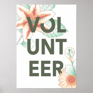 Poster volontaire vintage floral