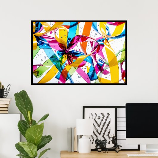 Poster volumétrique gras du parti du ruban Abstrai (Bureau à domicile)