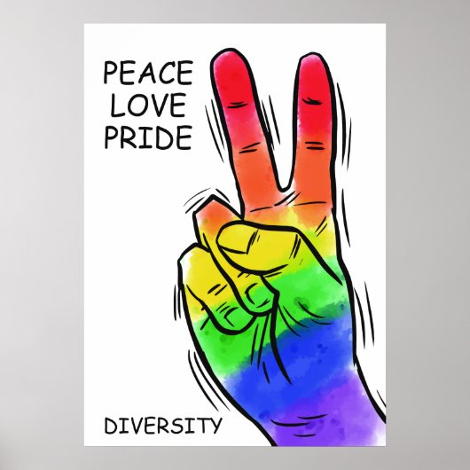 Poster voor aangepaste tekst en kleur regenboogrus (Voorkant)