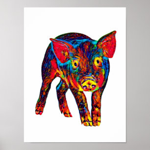 Poster voor Bright Psychadelic Piglet Art