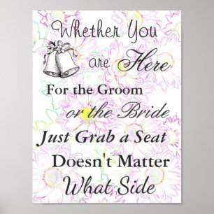 Poster voor bruiloft, Daisy Theme Paars