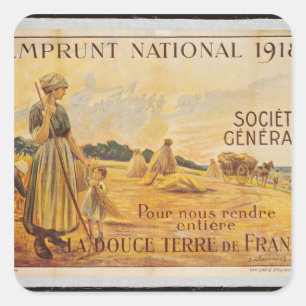 Poster voor de lening voor nationale defensie vierkante sticker