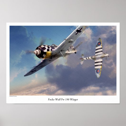 Poster voor de luchtvaartkunst "Focke-Wulf Fw 190" (Voorkant)