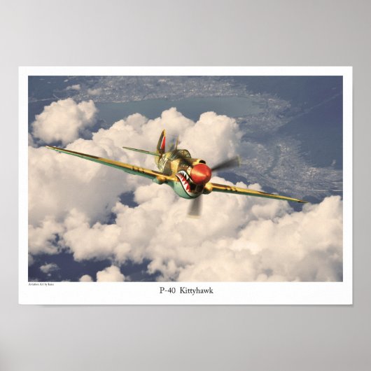 Poster voor de luchtvaartkunst "P-40 Kittyhawk" (Voorkant)