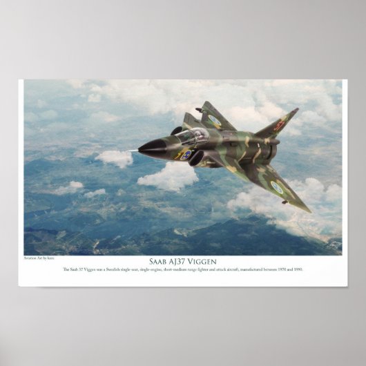 Poster voor de luchtvaartkunst "Saab AJ37 Viggen" (Voorkant)