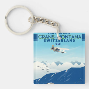 poster voor de skilm crans-montana Zwitserland Sleutelhanger