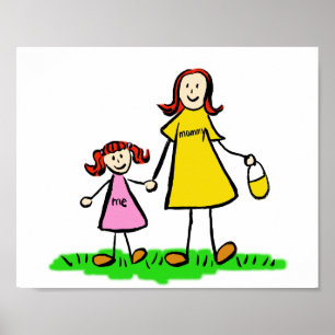 Poster voor eigen karakteristiek moeder en dochter