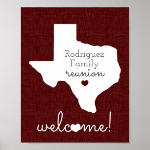 Poster voor familiereünie in de staat Texas in de