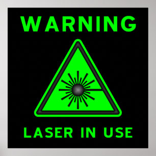 Poster voor groene en zwarte laserwaarschuwing
