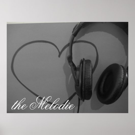 Poster voor hart en hoofdtelefoon (Voorkant)