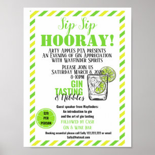 Poster voor het afspelen van spellen en tonic gin-
