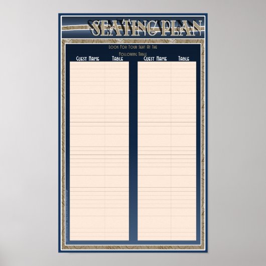 Poster voor het bruiloft-zitplanplan (Voorkant)