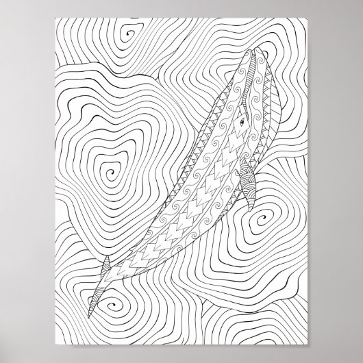 Poster voor het kleuren van blauwe walvis (Voorkant)