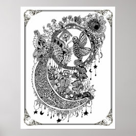 Poster voor het kleuren van "Mrs Dee's Hummingbird