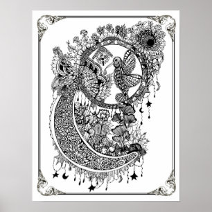 Poster voor het kleuren van "Mrs Dee's Hummingbird