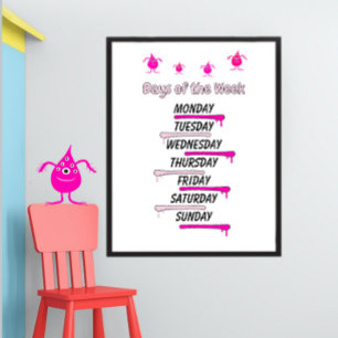 Poster voor het leren van de dagen van de week voo