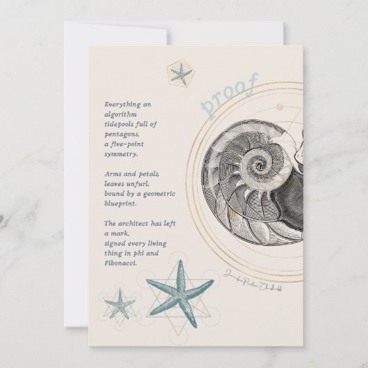 Poster voor het proefontwerp van seashell nautilus bedankkaart (Voorkant)