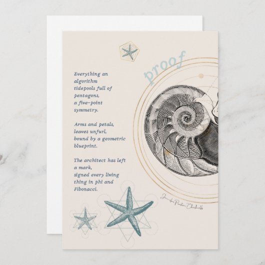 Poster voor het proefontwerp van seashell nautilus bedankkaart (Voorkant / Achterkant)