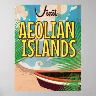 Poster voor het reizen met olijfbomen op de Eolisc