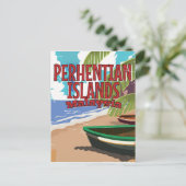 Poster voor het reizen naar Maleisisch eiland Perh Briefkaart (Staand voorkant)