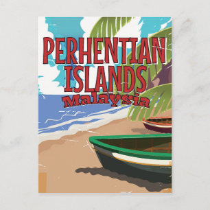 Poster voor het reizen naar Maleisisch eiland Perh Briefkaart