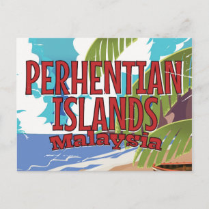Poster voor het reizen naar Maleisisch eiland Perh Briefkaart