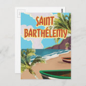 Poster voor het reizen van het eiland Saint Barthé Briefkaart (Voorkant / Achterkant)