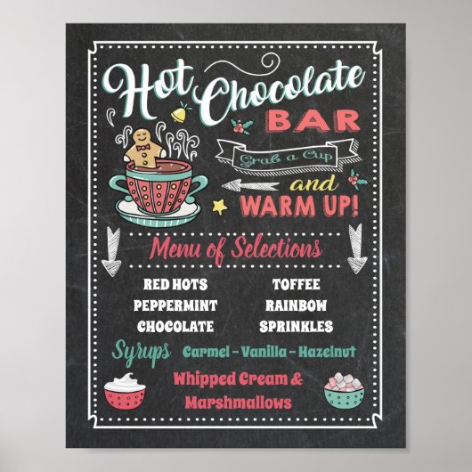 Poster voor Hot Chocolate Bar Menu Feest (Voorkant)