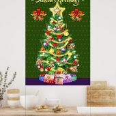 Poster voor kerstmis met kerstbomen (Keuken)