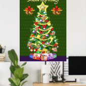 Poster voor kerstmis met kerstbomen (Thuiskantoor)