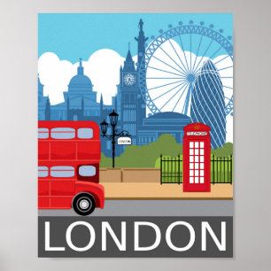 Poster voor kunstdrukretro uit Londen