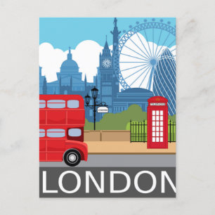 Poster voor kunstdrukretro uit Londen Briefkaart