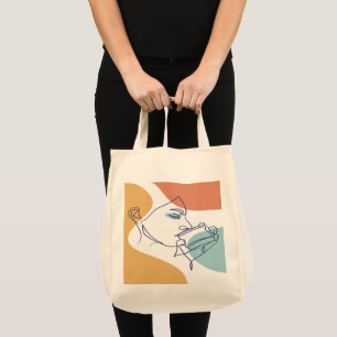 poster voor lijntekenkunst drink koffie tote bag