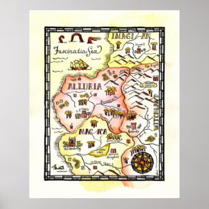 Poster voor Magic Lands Fantasy Map