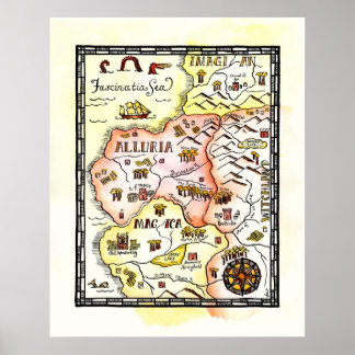 Poster voor Magic Lands Fantasy Map
