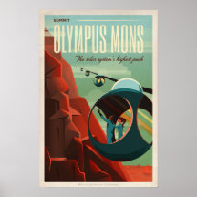 Poster voor Mars-toerisme voor Olympus Mons
