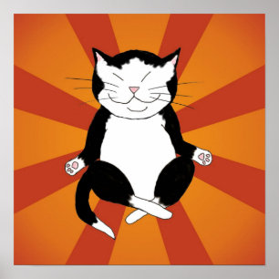 Poster voor Meditatie Tuxedo Kat