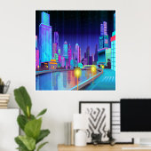 Poster voor panoramisch kunstwerk met grote stadsn (Thuiskantoor)