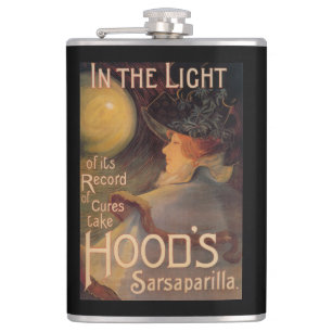 Poster voor promotie van Sarsaparilla in Hood Heupfles