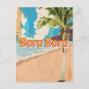 Poster voor reizen Bora Bora Vintage Briefkaart