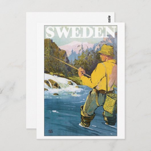 Poster voor reizen door Zweden Briefkaart (Voorkant / Achterkant)