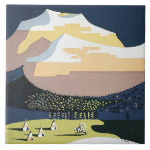 POSTER voor reizen met WPA-Vintage Montana Tegeltje