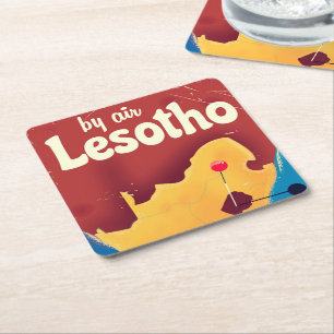 Poster voor reizen van Lesotho Vintage Vierkante Kartonnen Onderzetter