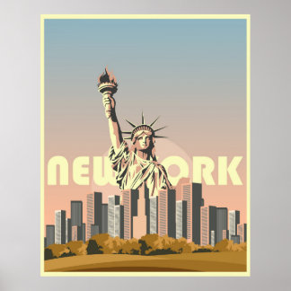 Poster voor toerisme in New York, retro design, st