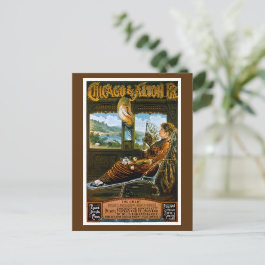 Poster voor treinreizen in Chicago en Alton Railro Briefkaart (Staand voorkant)
